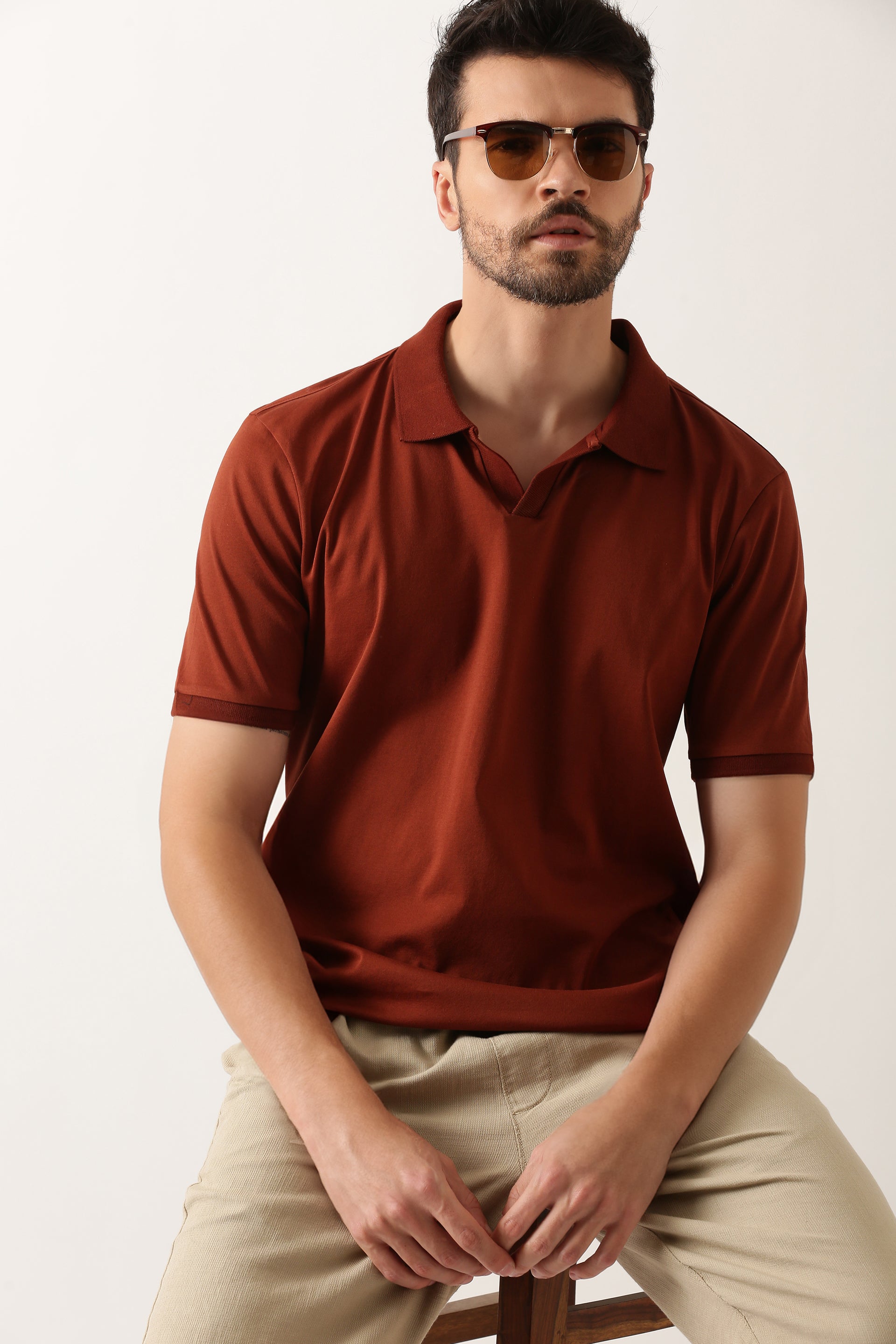 brown-luxury-silken-v-neck-tshirt