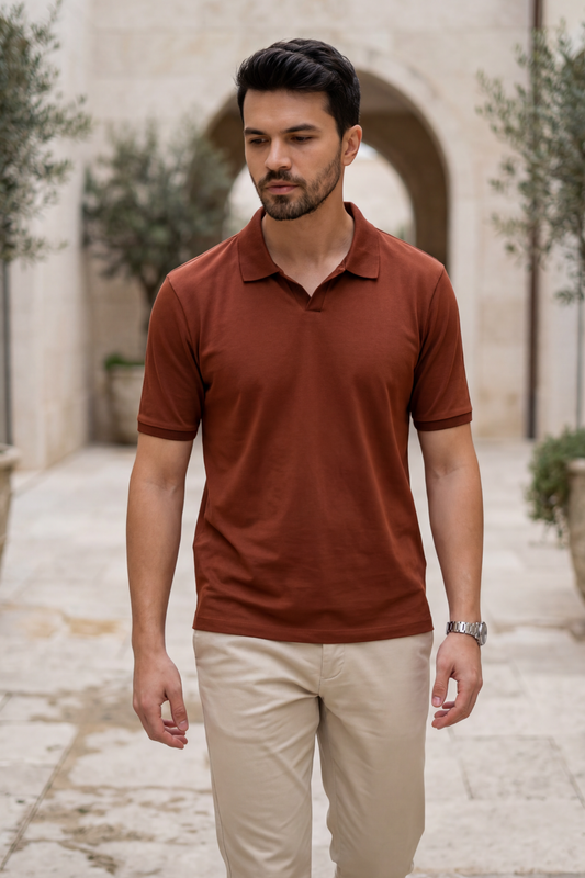 brown-luxury-silken-v-neck-tshirt