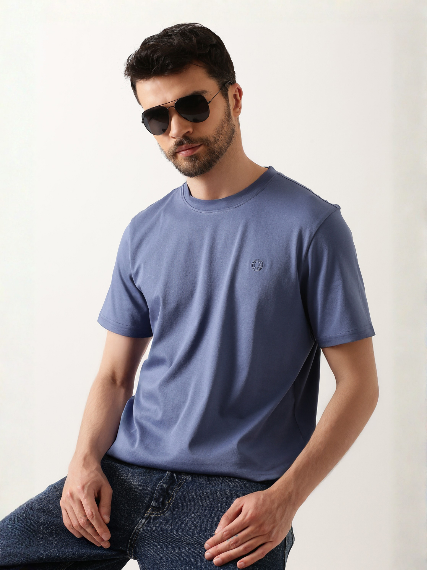 blue-gray-luxury-silken-crew-neck-tshirt