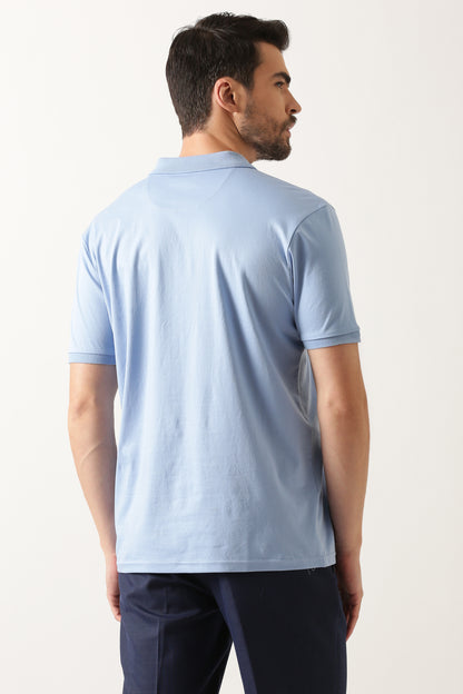 vintage-blue-luxury-silken-polo-tshirt